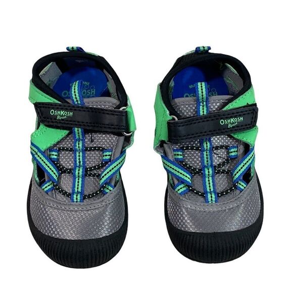 OSH KOSH B’GOSH - GREEN & BLUE BUMP TOE ATHLETIC SHOES / SANDALS / OUTDOOR - S8 - Picture 1 of 9